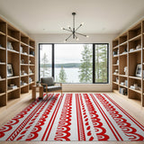 Red Paisley Border Area Rug