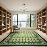 Floral Vintage Green Green Shamrock Clover Area Rug