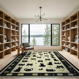 Cute Black Cats Jack-o-Lanterns Halloween Rug