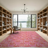 Vibrant Pink Interlocking Geometric Area Rug