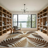 Vintage Fern Fronds Brown Tan Area Rug