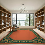 Ornate Orange Persian Border Area Rug