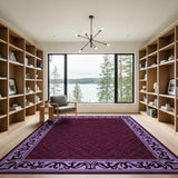 Purple Ornate Border Maroon Lattice Rug