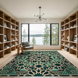 Emerald Green Star Persian Geometric Rug