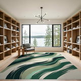 Abstract Green Brushstroke Area Rug