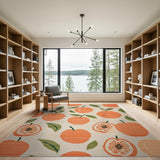 Orange Peach Fruit Pattern Area Rug