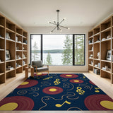 Vinyl Records Music Notes Area Rug