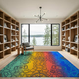 Vintage Compass Cobblestone Washable Area Rug