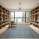 Blue and Teal Classic Blue Plaid Check Area Rug
