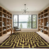 Gold and Silver Golden Labyrinth Maze Area Rug