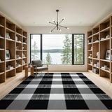 Black White Buffalo Check Rustic Area Rug