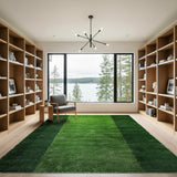Green Lush Green Vertical Stripe Shag Area Rug