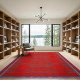 Vibrant Red Persian Rug with Ornate Borders