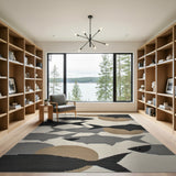 Grey Fish Silhouette Coastal Area Rug
