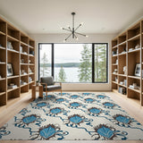 Floral Vintage Vintage Blue Floral Swirl Area Rug