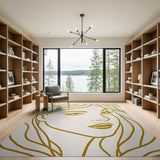 Golden Line Art Woman Portrait Area Rug