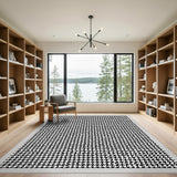 Black and White Black White Geometric Washable Area Rug