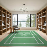 Green Tennis Court Area Rug with Crossed Rackets