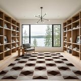 Brown and Tan Brown Tan Diamond Geometric Area Rug
