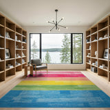 Geometric Modern Multi-color and Patterns Vibrant Rainbow Horizontal Stripe Area Rug