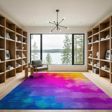 Vibrant Multi-Color Brushstroke Abstract Area Rug