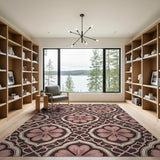 Pink Floral Lattice Persian Area Rug