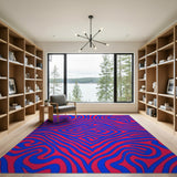 Vibrant Pink Blue Swirling Geometric Area Rug