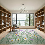 Purple Aster White Daisy Floral Rug