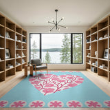 Floral Vintage Pink Floral Heart Area Rug