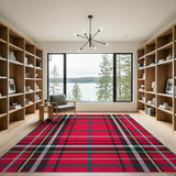 Vibrant Red Plaid Area Rug