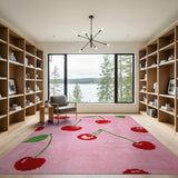 Whimsical Cherry Tufted Pink Area Rug