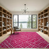 Pink Geometric Symbol Lattice Area Rug