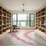 Fluid Pink Grey Abstract Wave Area Rug