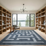 Geometric Modern Blue Geometric Maze Area Rug