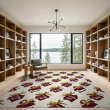 Festive Gift Boxes with Gold Bows Pattern Rug