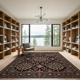 Red Persian Rose Vine Floral Area Rug