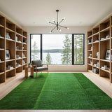 Lush Green Vertical Stripe Grass Rug