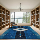 Evil Eye Blue Geometric Area Rug