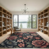 Vintage Rose Garden Floral Area Rug