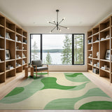 Fluid Green Waves Abstract Area Rug