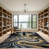 Molten Gold Silver Pipe Flow Abstract Rug