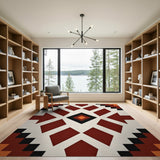 Red Bold Red Diamond Southwestern Area Rug