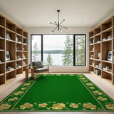 Golden Shamrock Border Green Area Rug