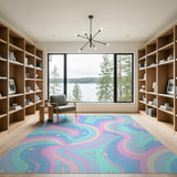 Pastel Wavy Stars Abstract Area Rug