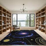 ODIKA Celestial Galaxy Washable Area Rug - Low Pile Non-Slip Modern Cosmic Carpet