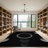 Halftone Circles Black White Geometric Rug