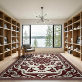Ornate Maroon Medallion Persian Area Rug