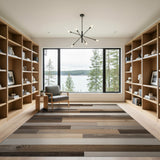 Brown and Tan Rustic Barnwood Plank Area Rug