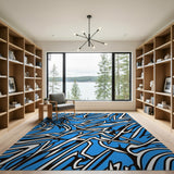Dynamic Blue Abstract Geometric Area Rug