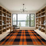 Orange Bold Orange Black Buffalo Plaid Area Rug